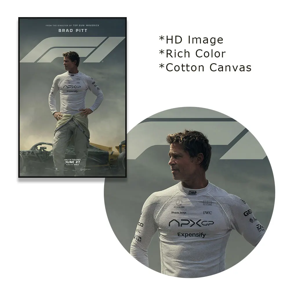 2025 F1: الفيلم الصيغة 1 بيت F1 المشارك طباعة حائط لوح رسم ديكور فني صورة لغرفة المعيشة ديكور المنزل