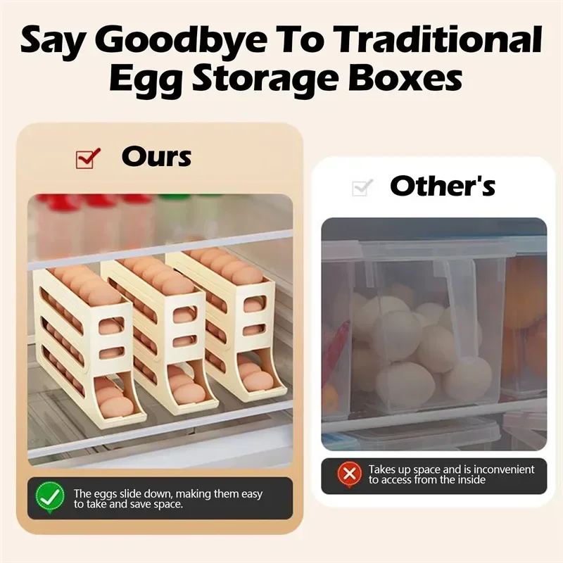 Multi-Layer Eggs Storage Box Refrigerator Side Door Storage Box Rolling Egg Holder Tray Automatic Rolling Egg Kitchen Organizers image 5