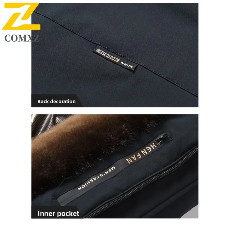 COMXZ Men Parker Coat Stylish Solid Color Skiing Daily Wear Warm Windproof Street Look Padded Jacket Casual High Quality Jackets