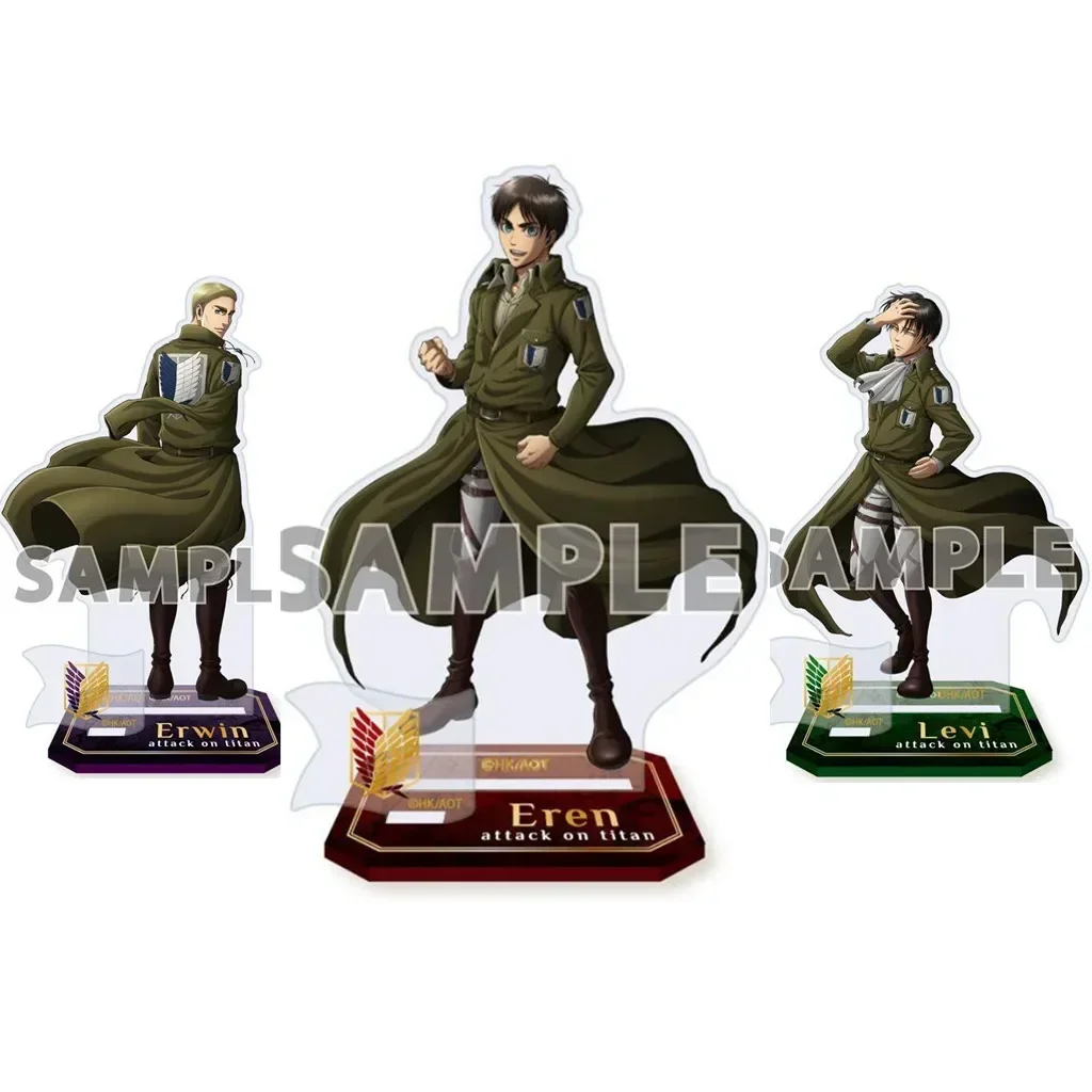 Anime Erwin Eren Levi figurka lalka akrylowy stojak Model płyta Cosplay zabawka na prezent