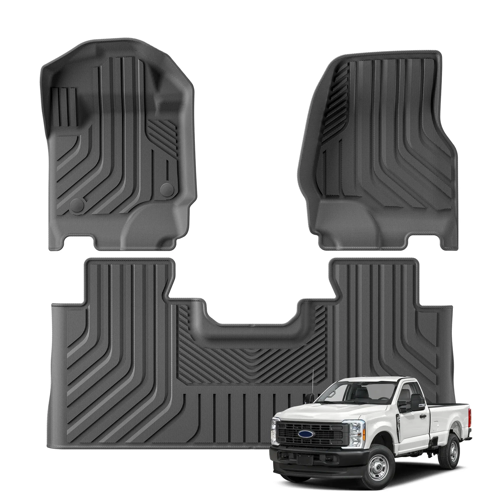 

for Ford F-250 F-350 F-450 2023 2024 TPE 3D Car Floor Mats Left Rudder All Weather Waterproof Black