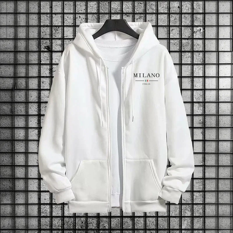 2-teiliges Set mit Kapuze, Mantel, Jogger-Hose, lässige Outfits, 2025, neuer trendiger Herren-Reißverschluss-Hoodie, schwarze Jogginghose, italienischer Mode-Trainingsanzug