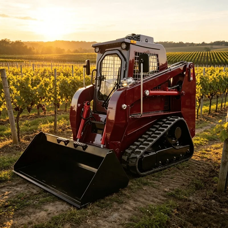 Crawler Skid Steer Loader Compact Track Loader Earthmoving Machinery with Bucket for Construction Material Handling Work Use