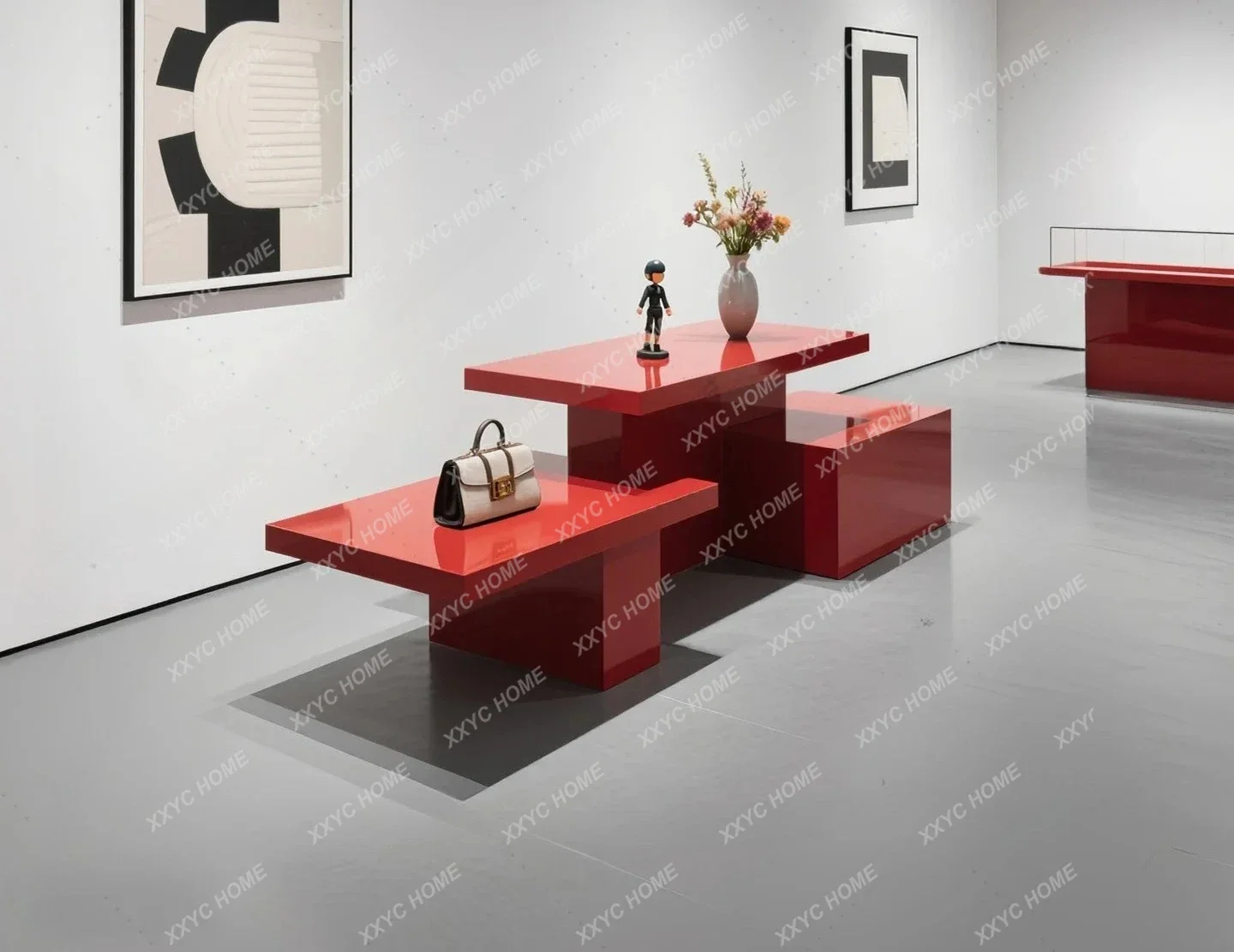 Wooden Paint Rectangular Product Display Table Clothing Store Creative Exhibition Hall Product Storage Table Water Table Naka