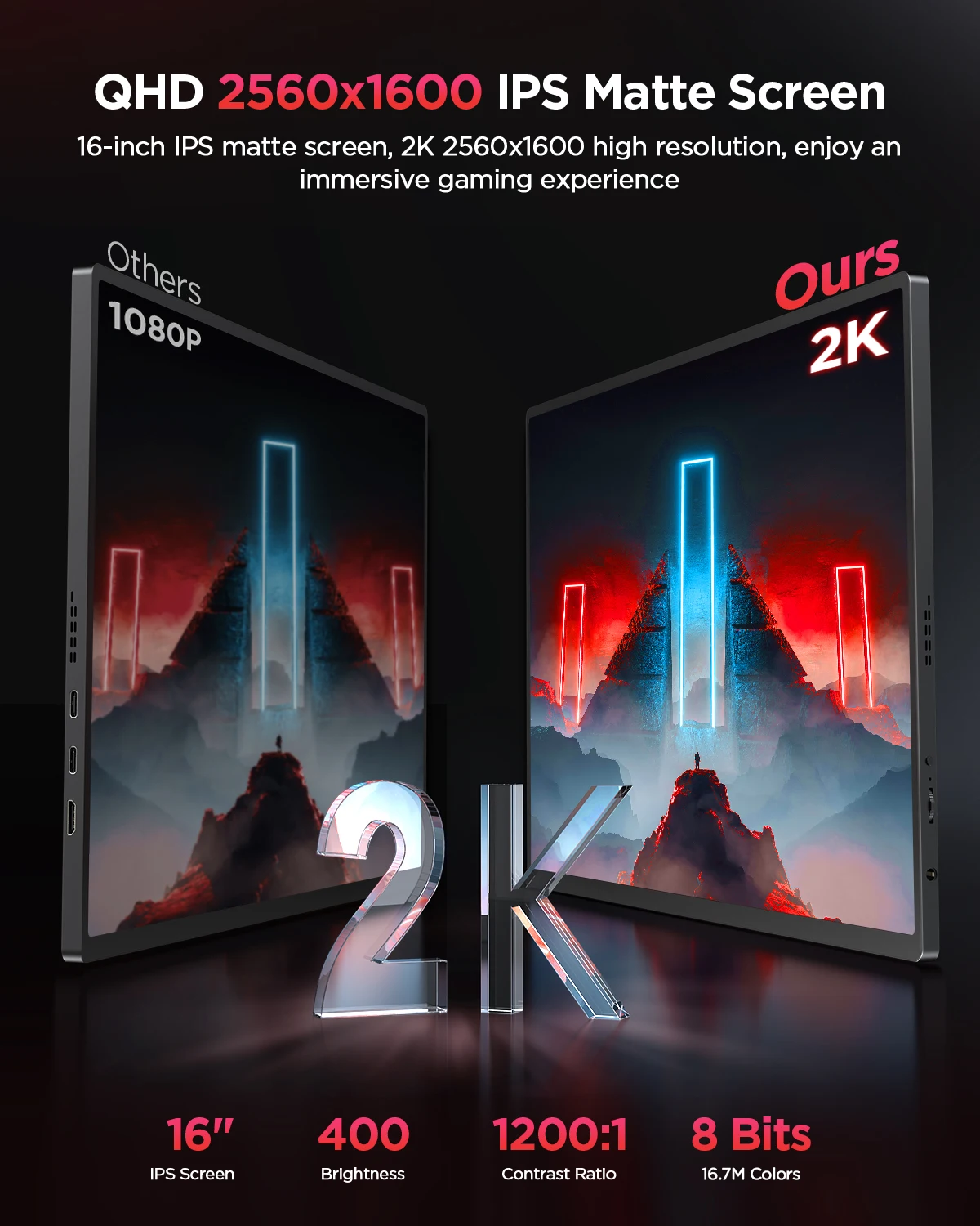 UPERFECT 2K 120Hz Portable Gaming Monitor 16