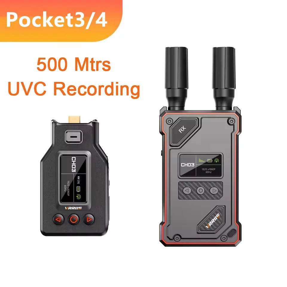 Émetteur et récepteur HDMI sans fil 1080p60Hz, extension 500m pour DJI Pocket 3 4, caméra, diffusion en direct, enregistrement vidéo UVC