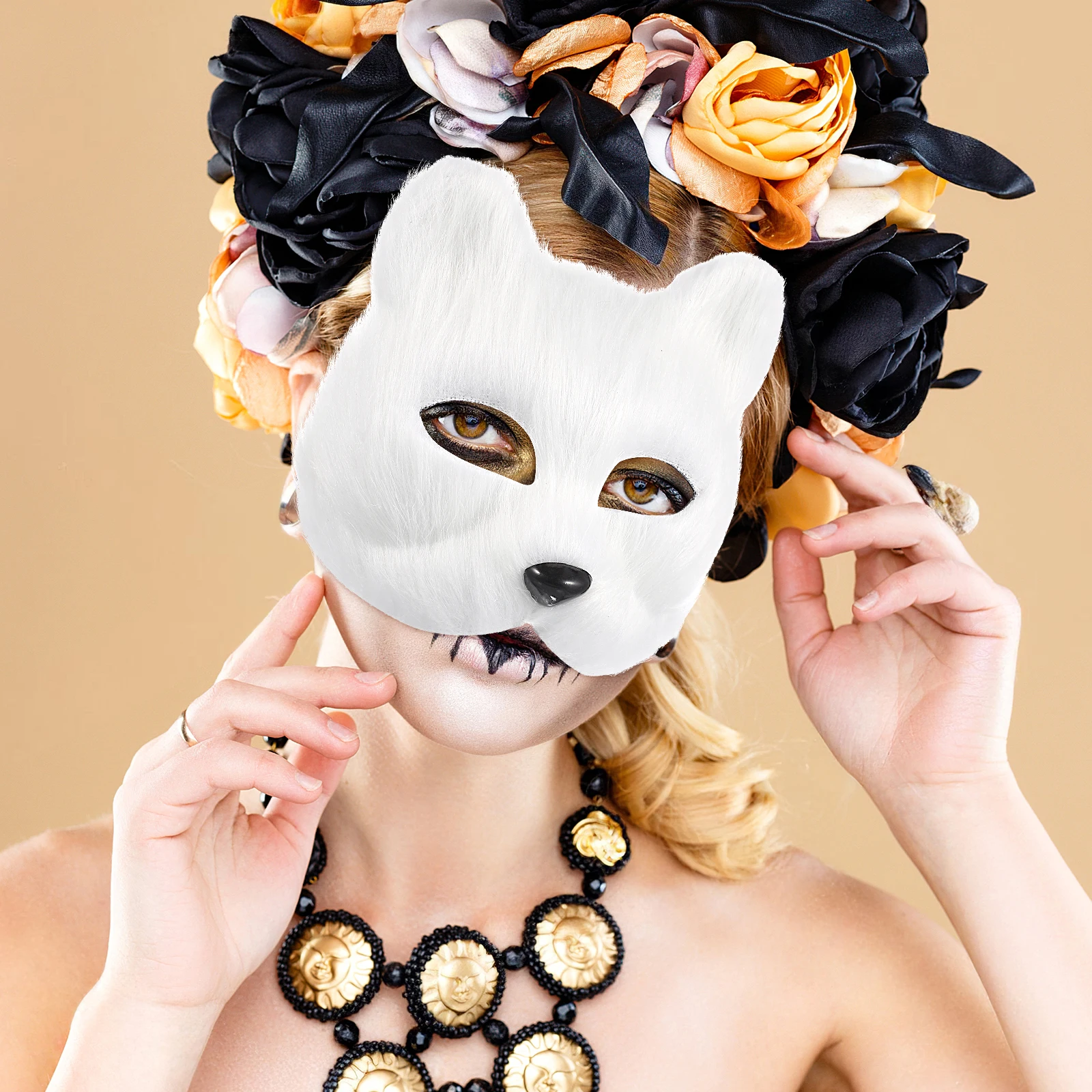 

Fox Mask Animal Masks Lightweight Masquerade Masks Bulk Half Face Costume Japanese Women Flannel Halloween Cosplay Props