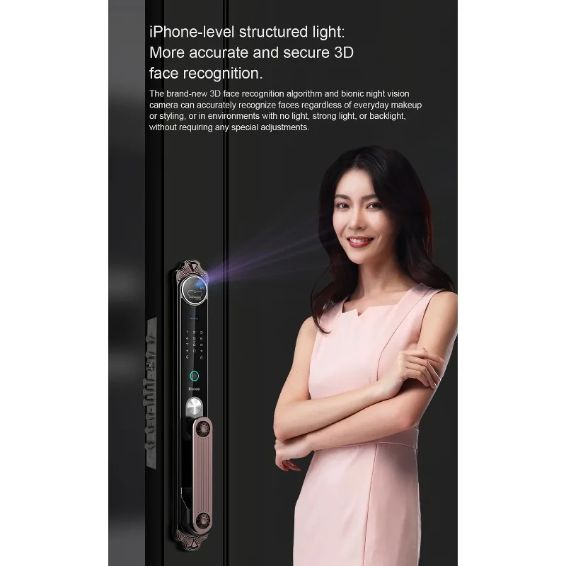 TAICHEN K999 Full Aluminum Smart Door Lock-Waterproof Xhome APP Control Video Call Face Recognition Password (Code) Card Key