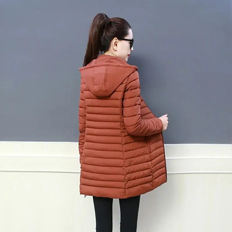 

Женское зимнее пальто с хлопковой подкладкой и съемным капюшоном Thiened Long Sve, моющееся пальто средней длины для поездок на работу