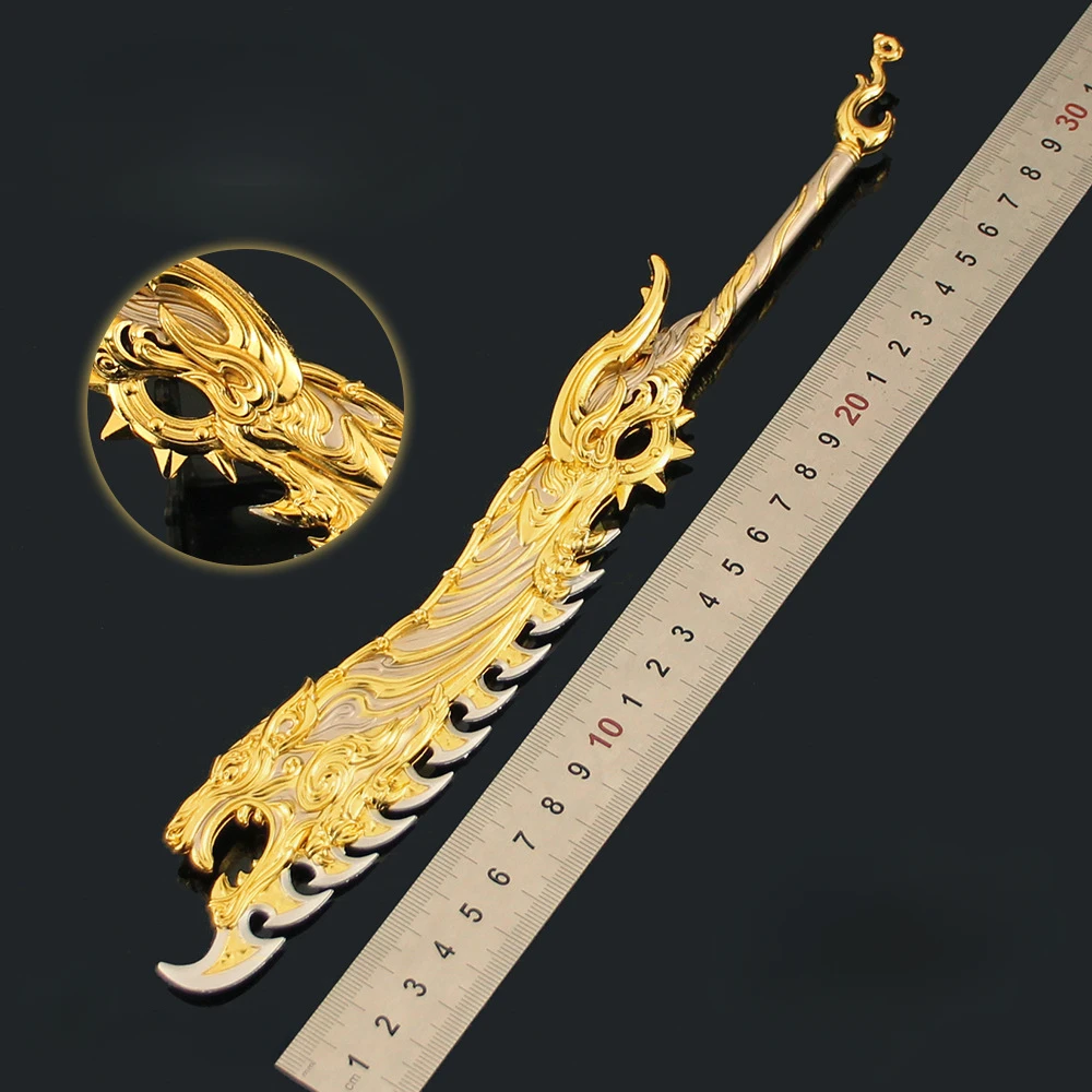 30cm Naraka Bladepoint Game Anime Peripheral, Sanjun Sword, Metal Toys Cold Weapon Model, Replica Miniature Ancient Arms, Gift