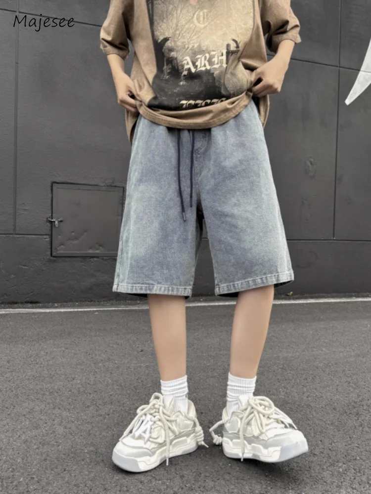 Shorts Men Summer Daily Simple Breathable Drawstring Casual Loose All-match Handsome Pure Chic Charming Cozy Schoolboys Vintage