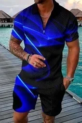 

Men's Summer 3D Print Pattern Short Sleeve Polo Shirt and Shorts Sets Men Streetwear Casual Sports Men's Suits Sets S-5XL