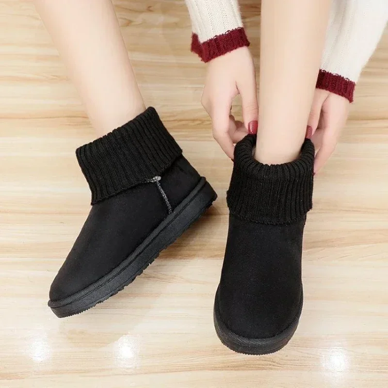 Fashionable Casual Comfortable Short Plush Platform Snow Boots with Round Toe Suede Thick Soles New Woolen Collar Women's Boots