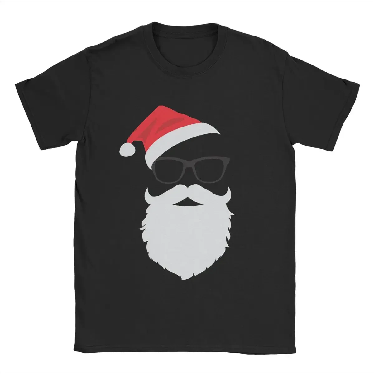 Y2k Shorts Sleeves Men T Shirt Novelty Santa Face with Hat Beard and Glasses T-Shirts Men Pure Cotton Tops Aesthetic Clothing