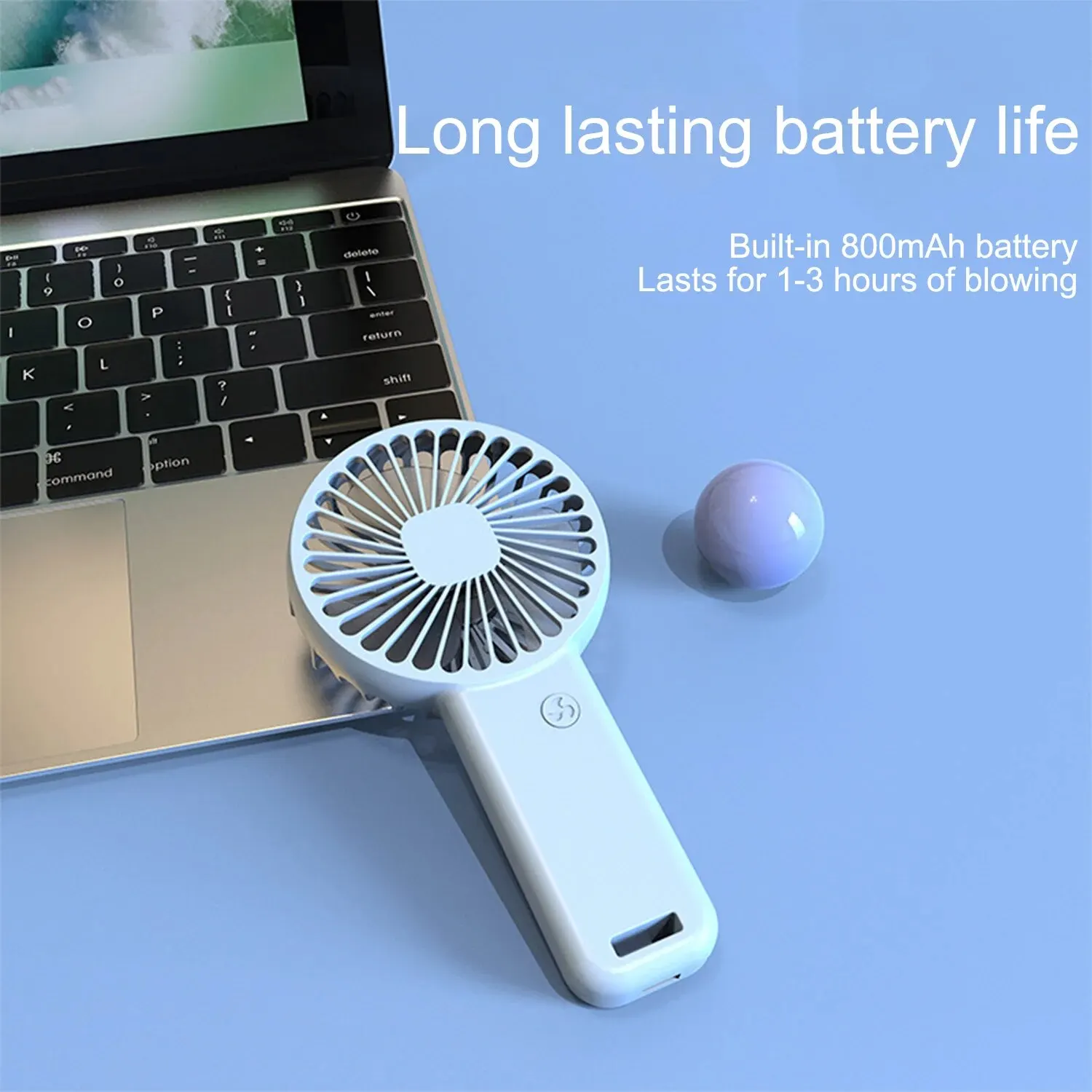 Minimalist Handheld Fan Lightweight 3 Wind Speeds Mini Fan Rechargeable Long-lasting Stand Fan for Daily Use