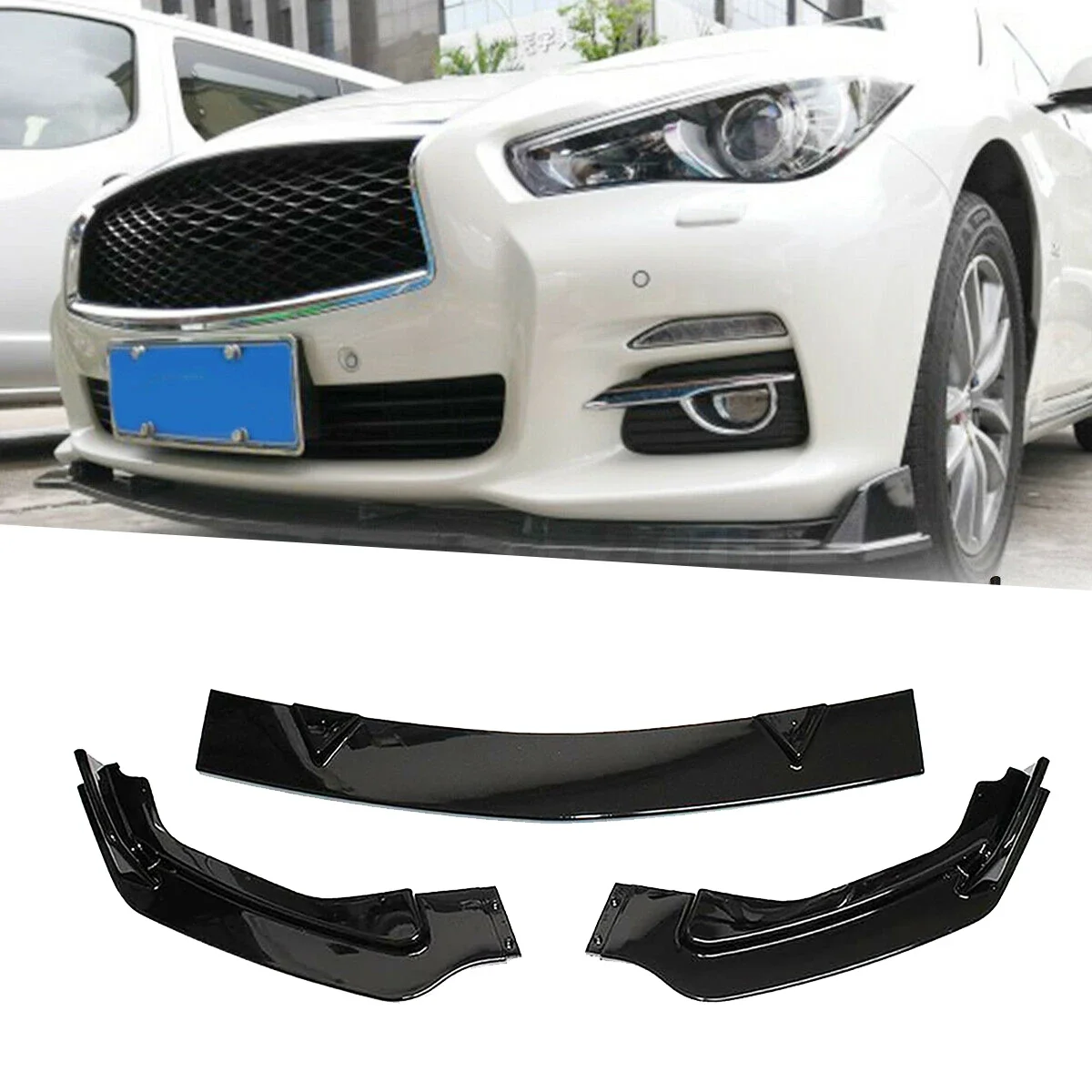 

For Infiniti Q50 2014-2017 （Not sport）Front Bumper Lip Spoiler Carbon Fiber Bumper Splitter Protector Car Modification Part