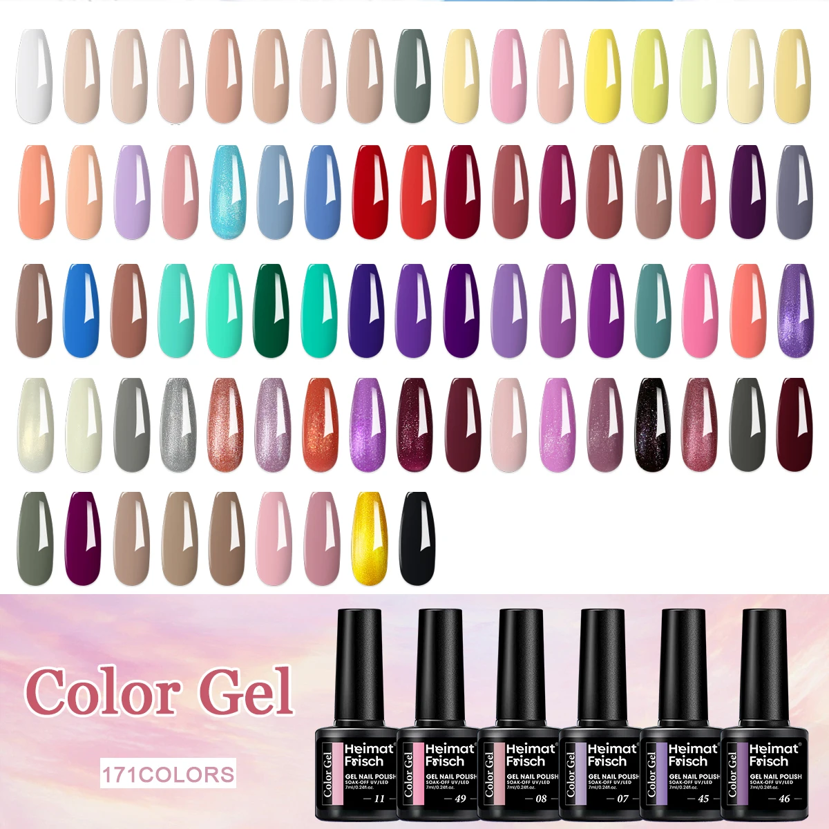 ชุดเจลทาเล็บ 6 ชิ้น ขนาด 7 มล./0.24 ออนซ์, แบบลอกออกได้/ใช้กับหลอดไฟ LED, ตกแต่งเล็บได้ยาวนาน, สูตรไม่มีกลิ่น, อุปกรณ์ทำเล็บ, ยาทาเล็บ, ขนาด S