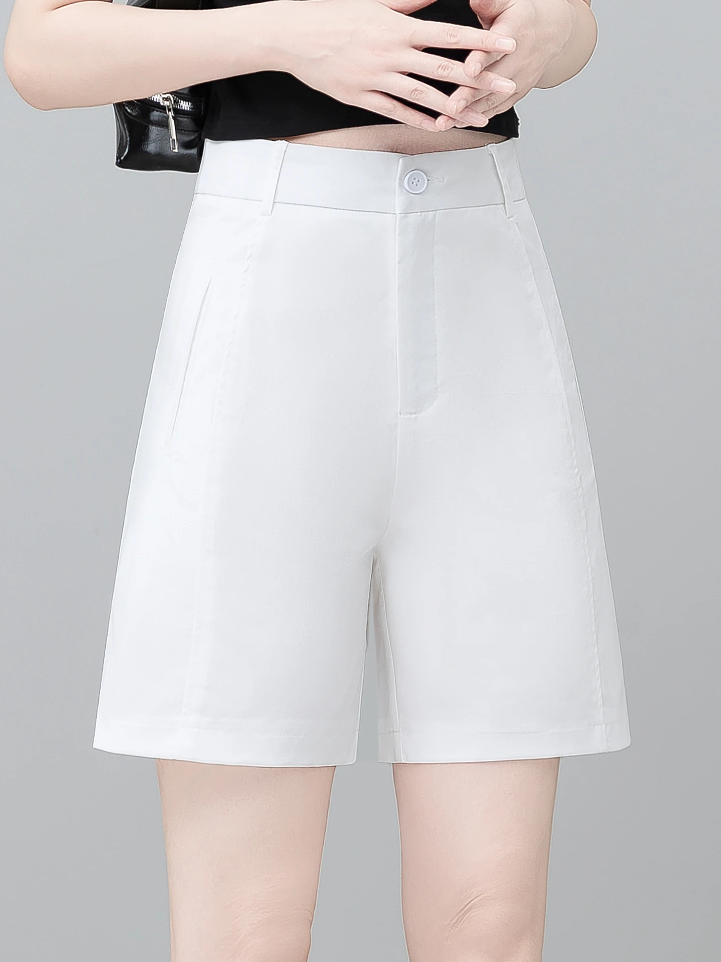 High Waist Slimming A-Line Casual Wide Leg Short Pants Women's Summer Thin Cotton Lyocell Fabric Comfortable Breathable Shorts