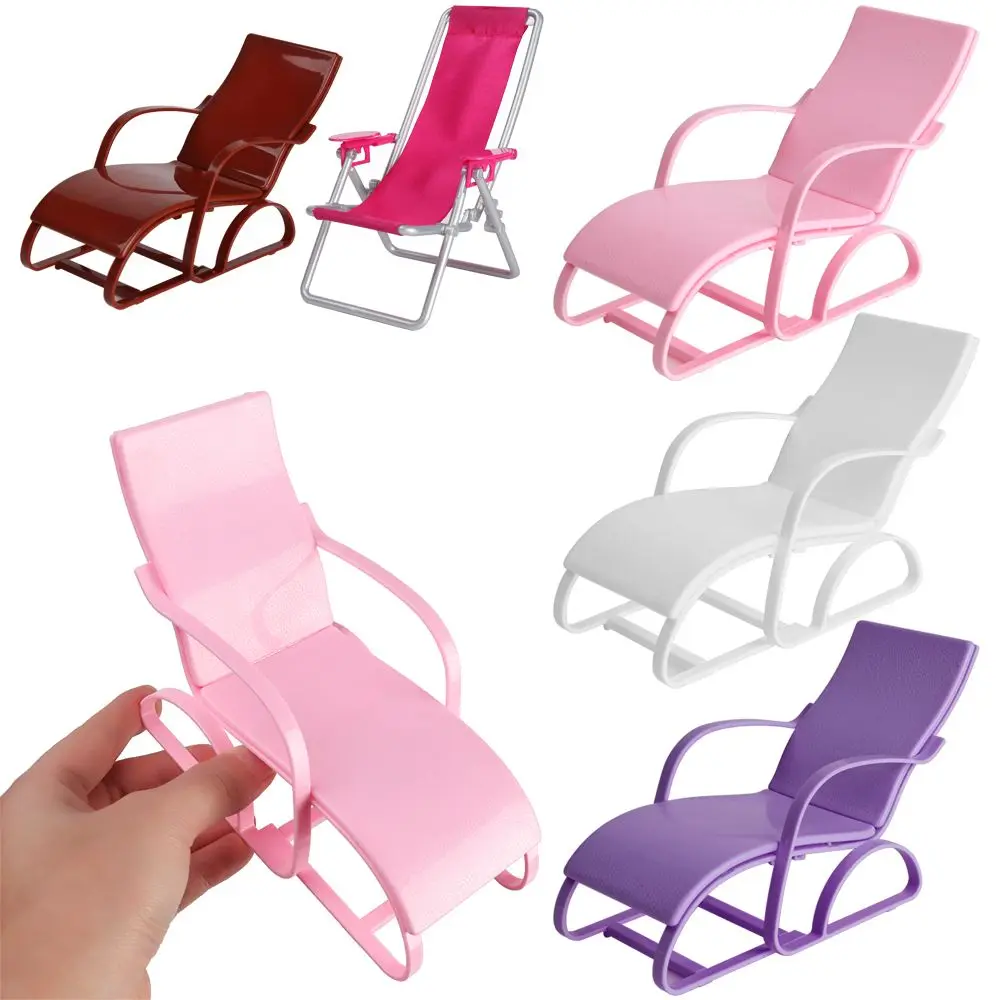 1:6 Scale Foldable Deckchair Lounge Beach Chair For Doll Swimming Pool Furniture Garden Bench Kids Dollhouse Playing House Toys