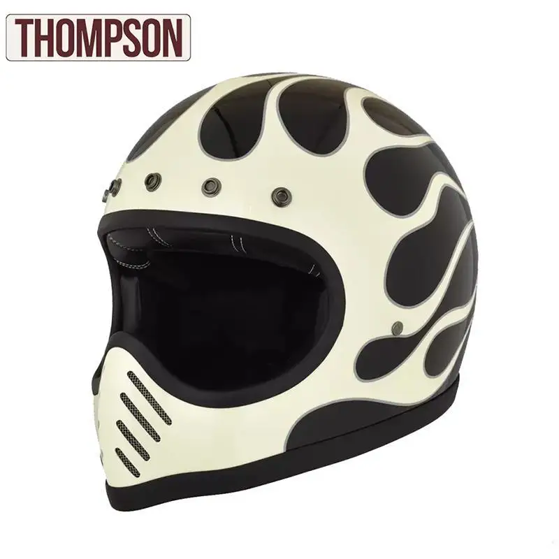 High strength fiberglass classic retro full face off-road helmet, for Thompson cruise car ghost motorcycle protection helmet