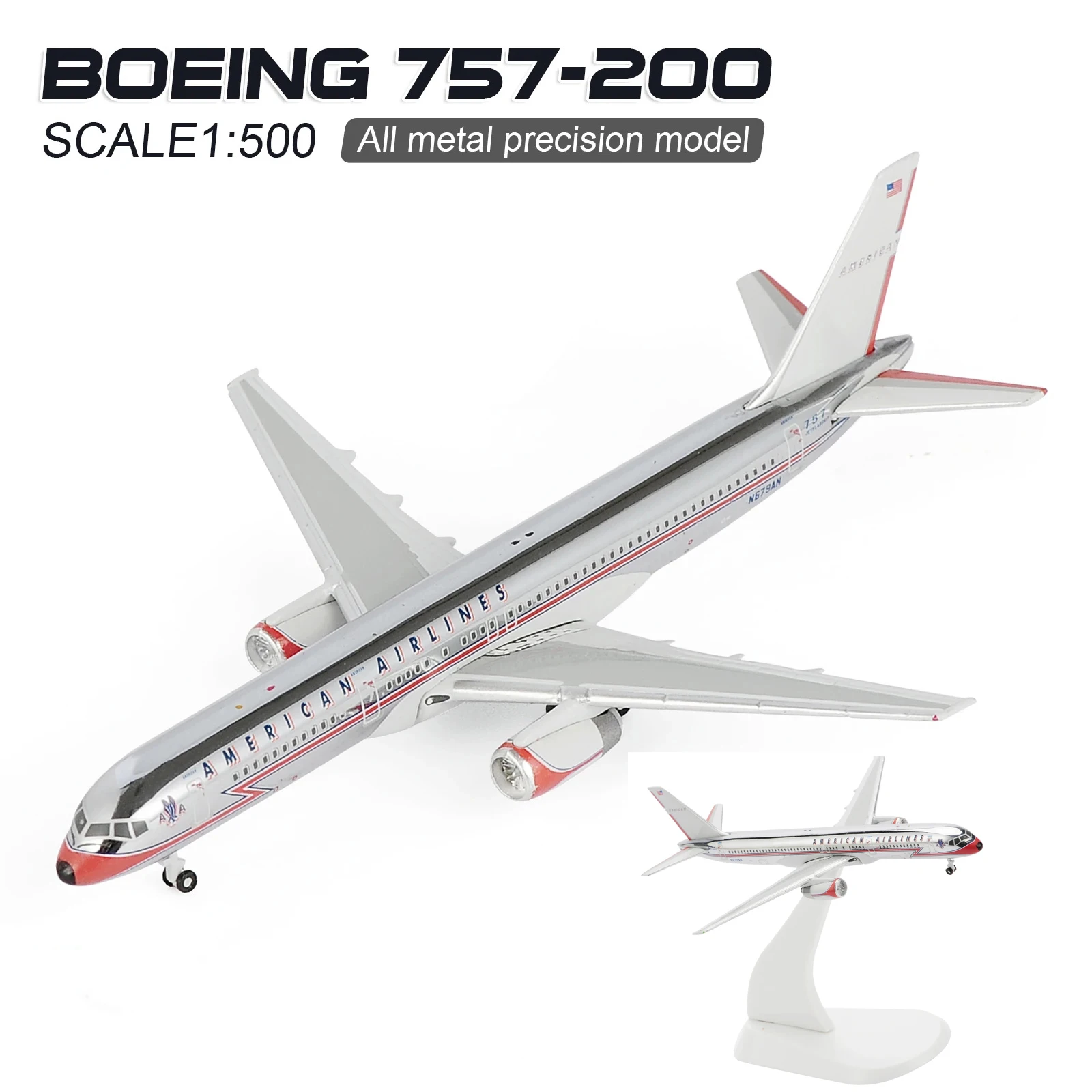 Avión Airbus de 500 a BOEING 757, escala 1: 200, troquel de aleación de precisión, modelo de avión de aviación, juguetes para niños para colección