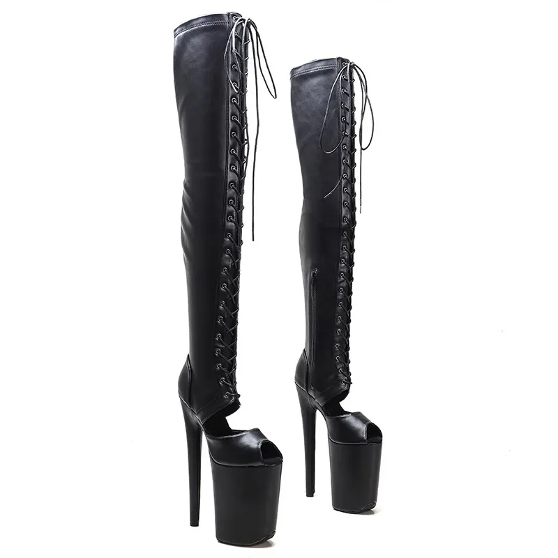 LAIJIANJINXIA New 23CM/9Inch PU Upper Women's Platform Party High Heels Modern Over The Knee Boots Pole Dance Shoes 072