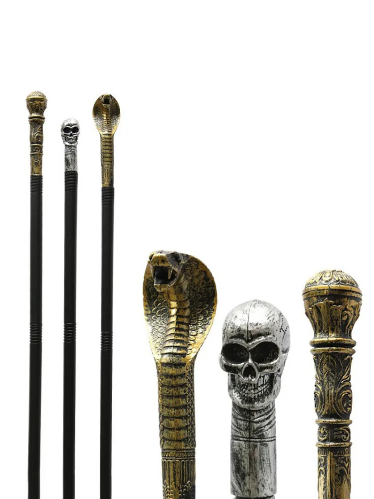 Halloween-Cobras-Zauberstäbe, ägyptischer Stab, Zepter, abnehmbarer Vintage-Königskönig, runder Griff, Zuckerrohr, Party, Cosplay, Kostümzubehör