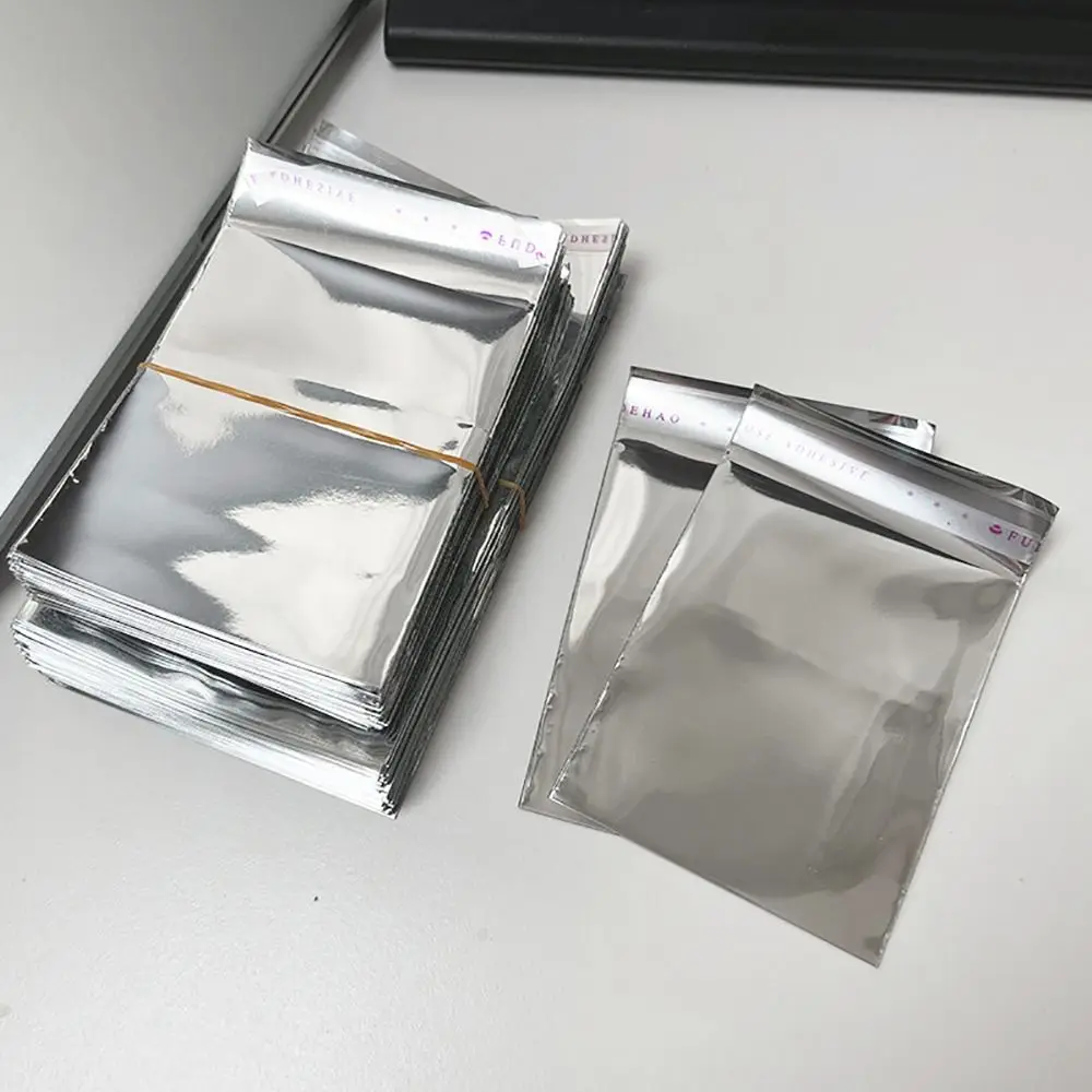 200Pcs Gifts Package Self Adhesive Bags Cookie Candy Packaging Aluminum Foil Small Seal Bag 7x9cm Silver Storage Bags