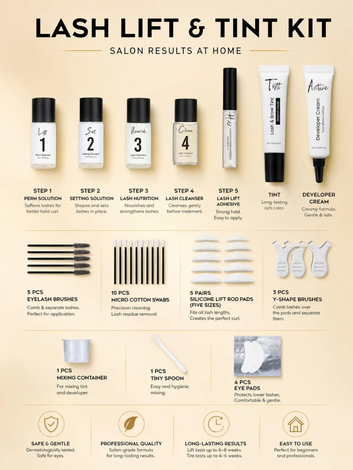 GOLLEE Lash Lift Color Kit Brow Lamination Kit Black and Brown Eyelash Eyebrow Set Eyelash Perm Kit With  Complete Tools