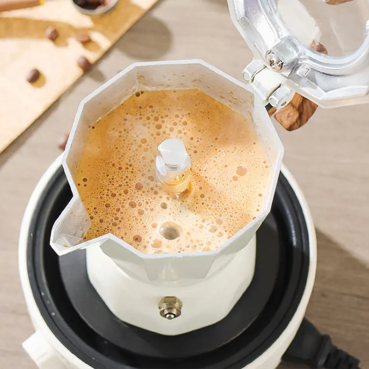 وعاء إسبرسو موكا من الألومنيوم الإيطالي المحمول للمنزل في الهواء الطلق صمامات مزدوجة وعاء موكا مع غطاء صانع القهوة #5