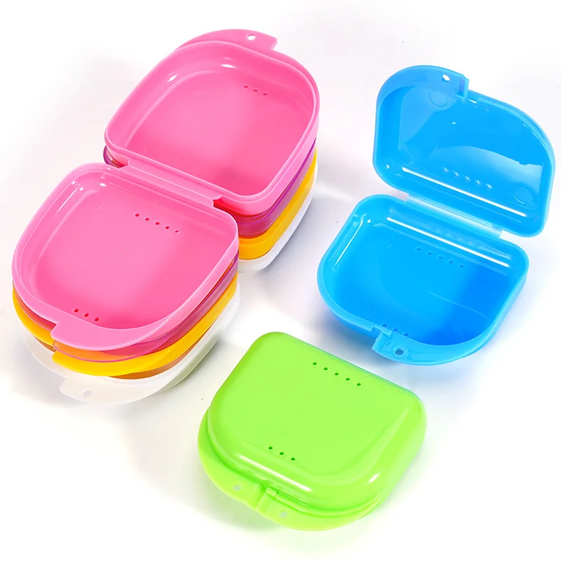 10pcs Plastic Denture Bath Storage Box Teeth Retainer Case Mouth Guard Container Oral Hygiene Organizer Fake Teeth Case