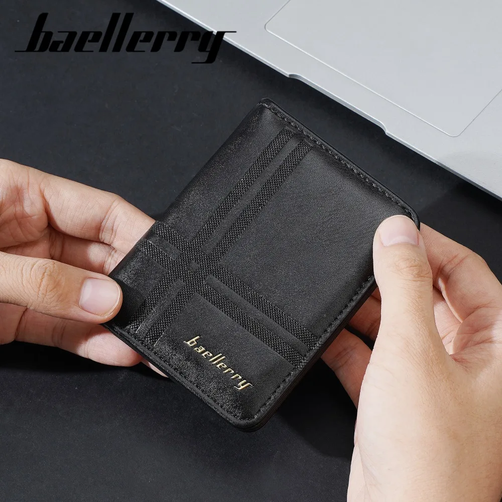 Baellerry Solid Color/ Embossing Leather Wallets for Men Business Short Wallets Male Simple Large Capacity Coin Purse