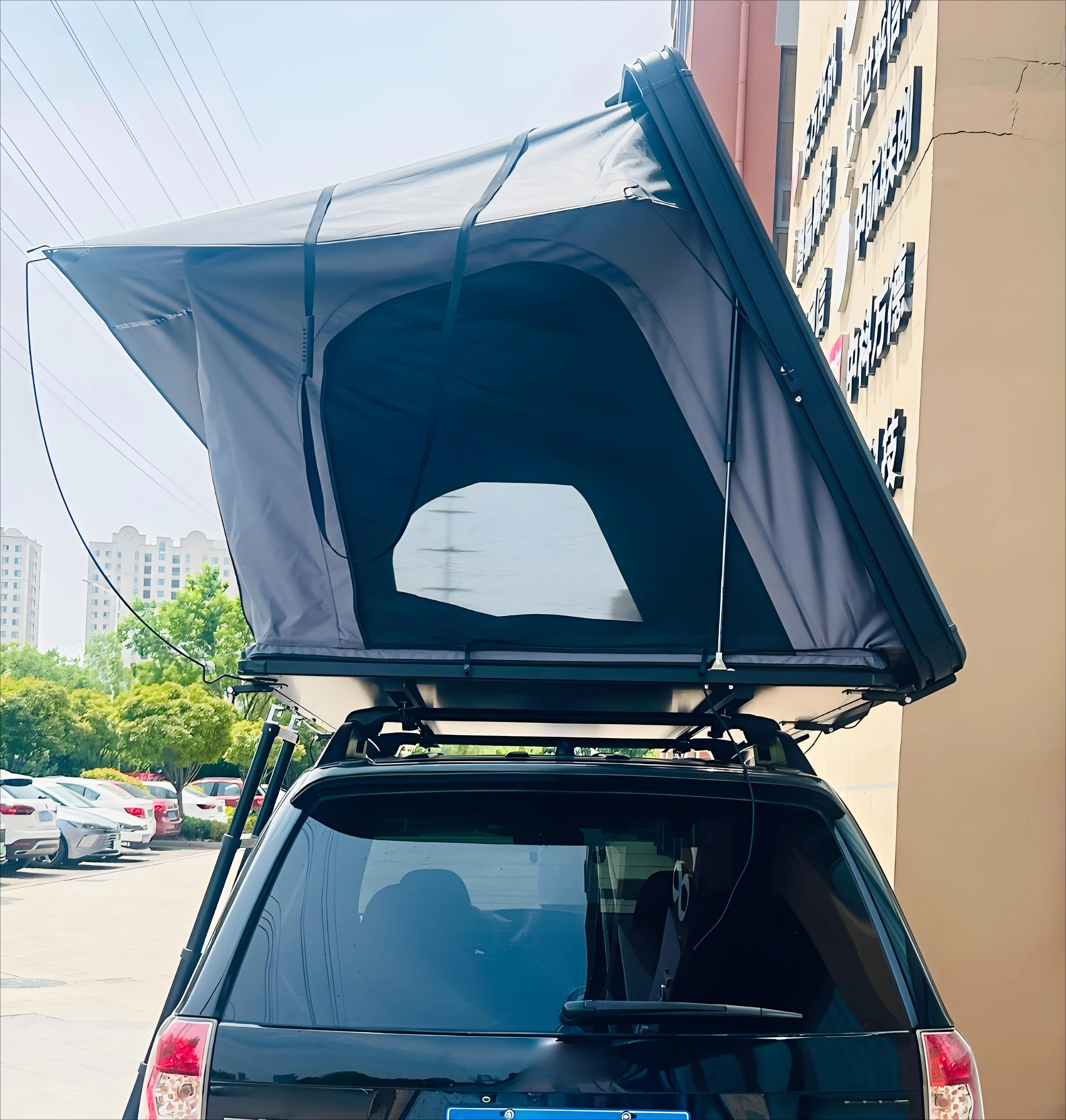 Upgraded Aluminum Hard Shell Roof Top Tent 2 Person Waterproof Four-season Quick Automatic Opening Lightweight with Ladder