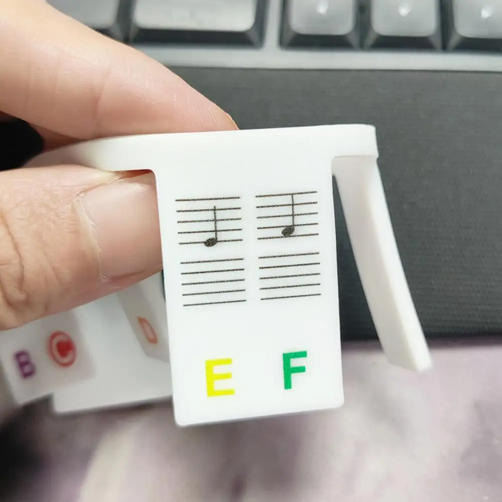 Silicone Piano Key Labels 61/88 Piano Keyboard Notes Guide Removable Silicone Key Labels for Beginners Reusable Full-size