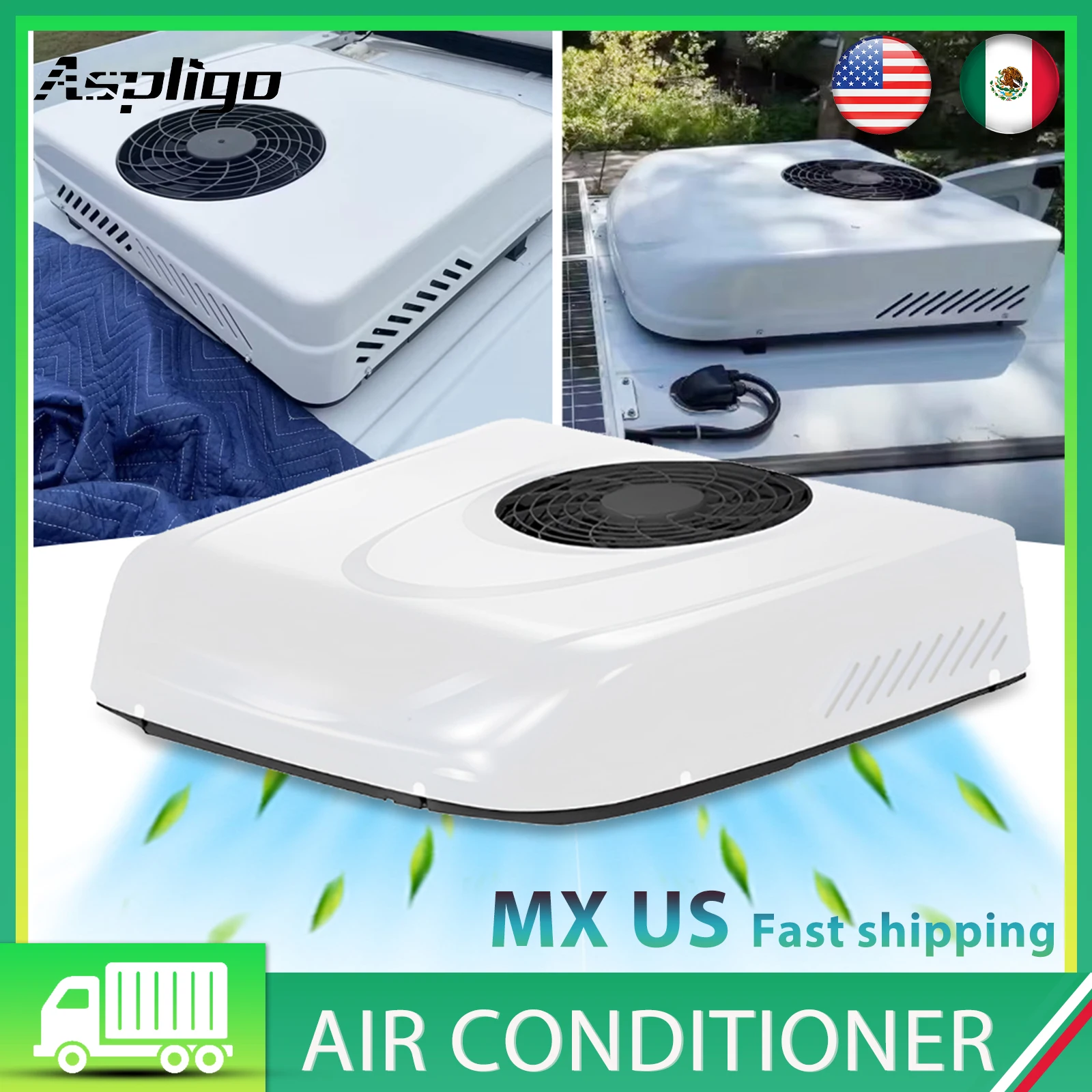 

Aspligo Universal Automotive RV Rooftop Air Conditioner 12V Electric Parking Ac Air Conditioning 24V for Camper Van Caravan Bus