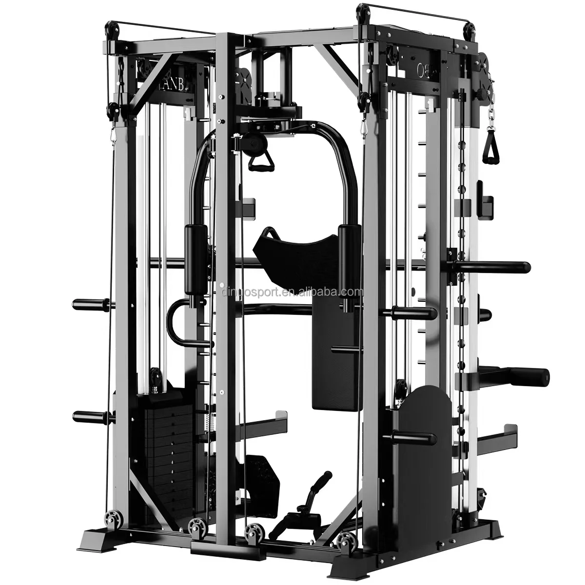 كابل سميث القرفصاء متعدد الوظائف الكل في واحد، محطة جسرية لضغط الصدر مع مكدسات وزن 70 كجم لكل جانب