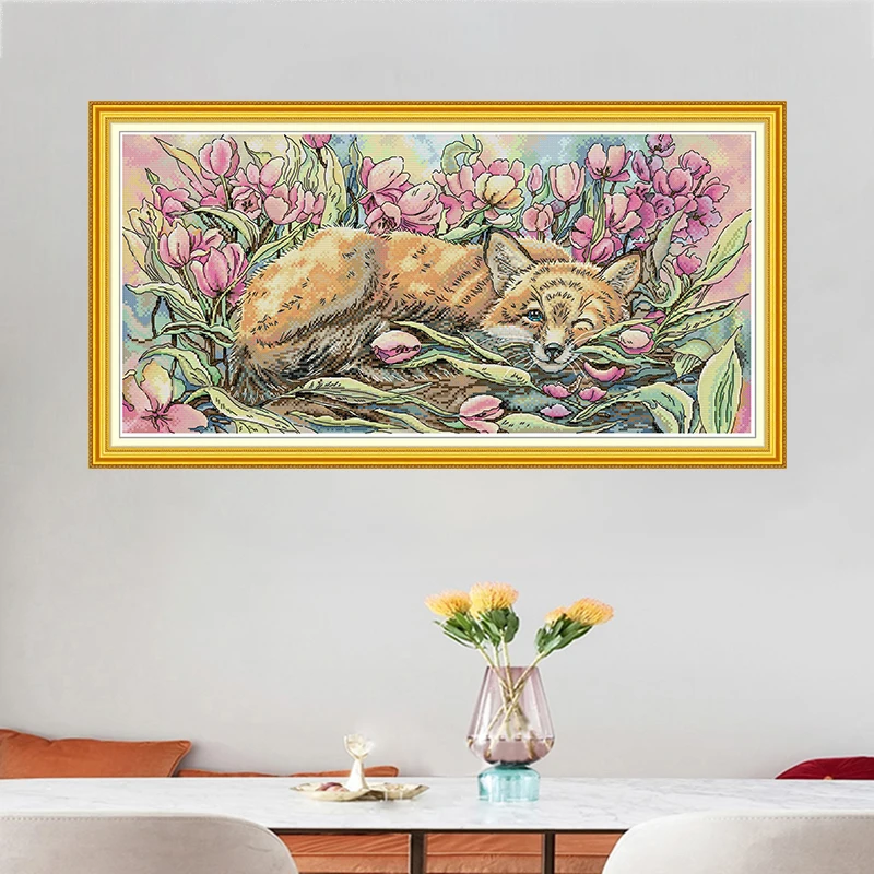 Joy Sunday Animal DIY 16CT 14CT Embroidery Cross Stitch Kits Craft Needlework Set Cotton Thread Printed Canvas Home Decoration