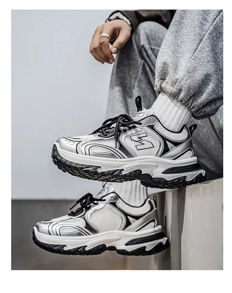 Men's Chunky Dad Sneakers Breathable Mesh Running Shoes 3 Colors – Detail 17