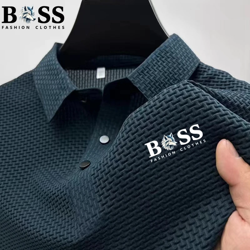 

New 2026 Summer Men's Loose and Comfortable Short Sleeve Polo Shirt, Ice Silk Breathable Business Fashion T-shirt, High Quality