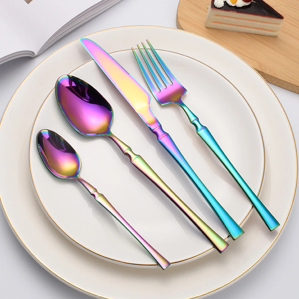 24pcs Upscale Gold Dinnerware Set Stainless Steel Tableware Knife Fork Coffee Spoon Flatware Dishwasher Safe Dinner Cutlery Gift