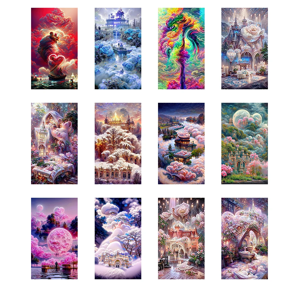 5D DIY Diamond Painting Dream Garden Landscape Full Round Diamond Embroidery Castle Mosaic Cross Stitch Kits Home Decor