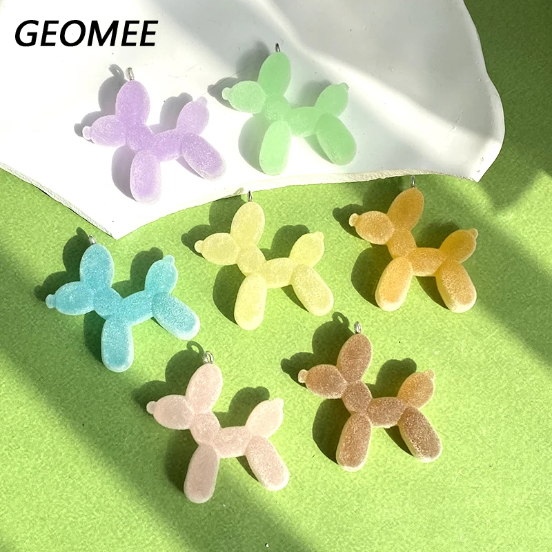 10/30pcs Popular Flocking Puppy Dog Resin Charms Random Mix Animal Pendant For Earring Keychain Diy Jewelry Make