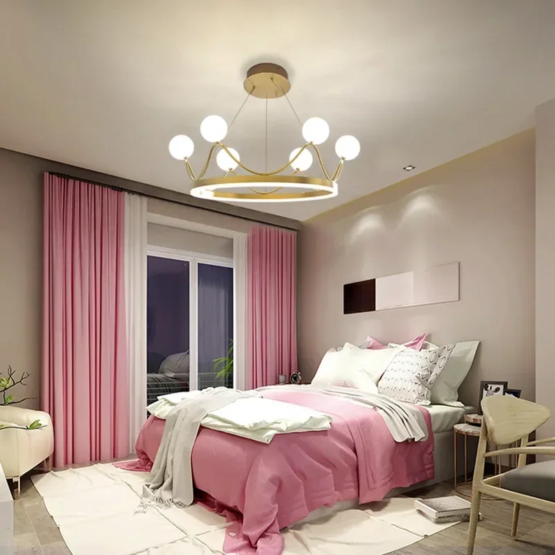 Modern Luxury LED Crown Chandelier Lighting Lovely Kids Children's Room Pendant Ceiling Lamp AC220V /110V