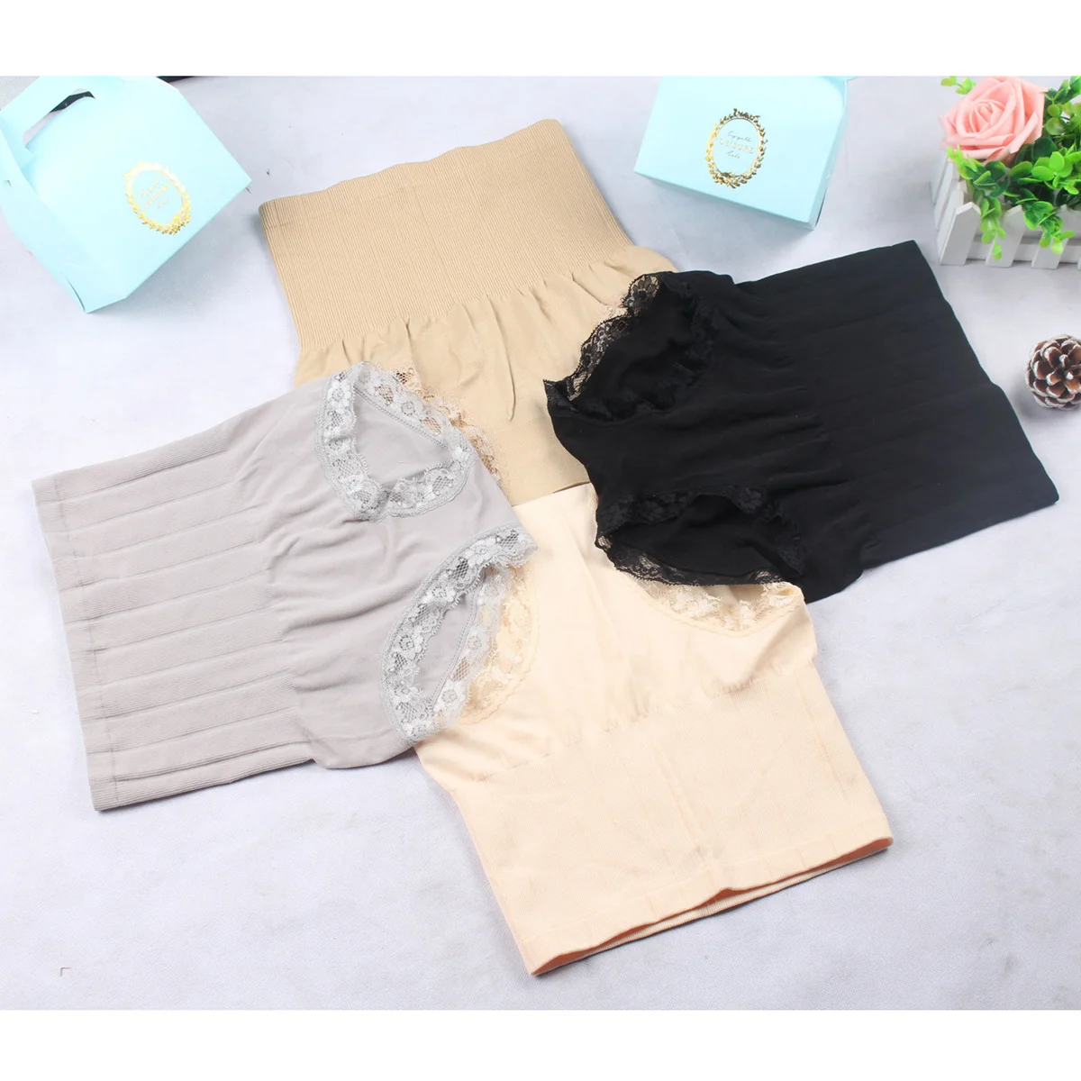 

Women High Waisted Briefs Shapewear Underwear Lace Trim Abdomen Compression 305cm Length 50cm Waistwear for Slim Tummy Control