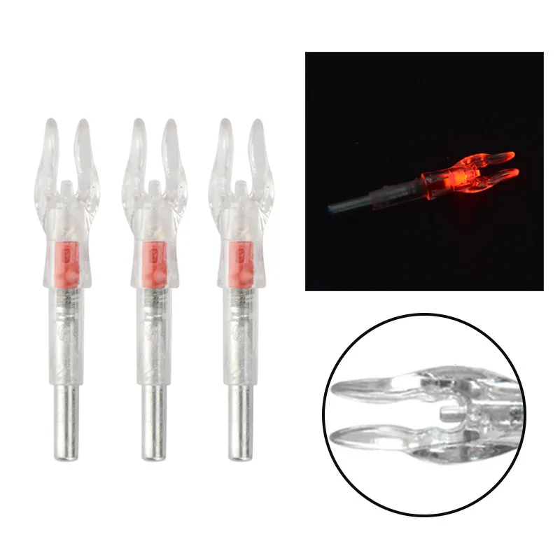 3pcs Archery Arrow Nock LED Lighted Arrow Tails for ID 4.2mm Arrow Shafts Crossbow Compound Recurve Bow Hunting Accessories DIY