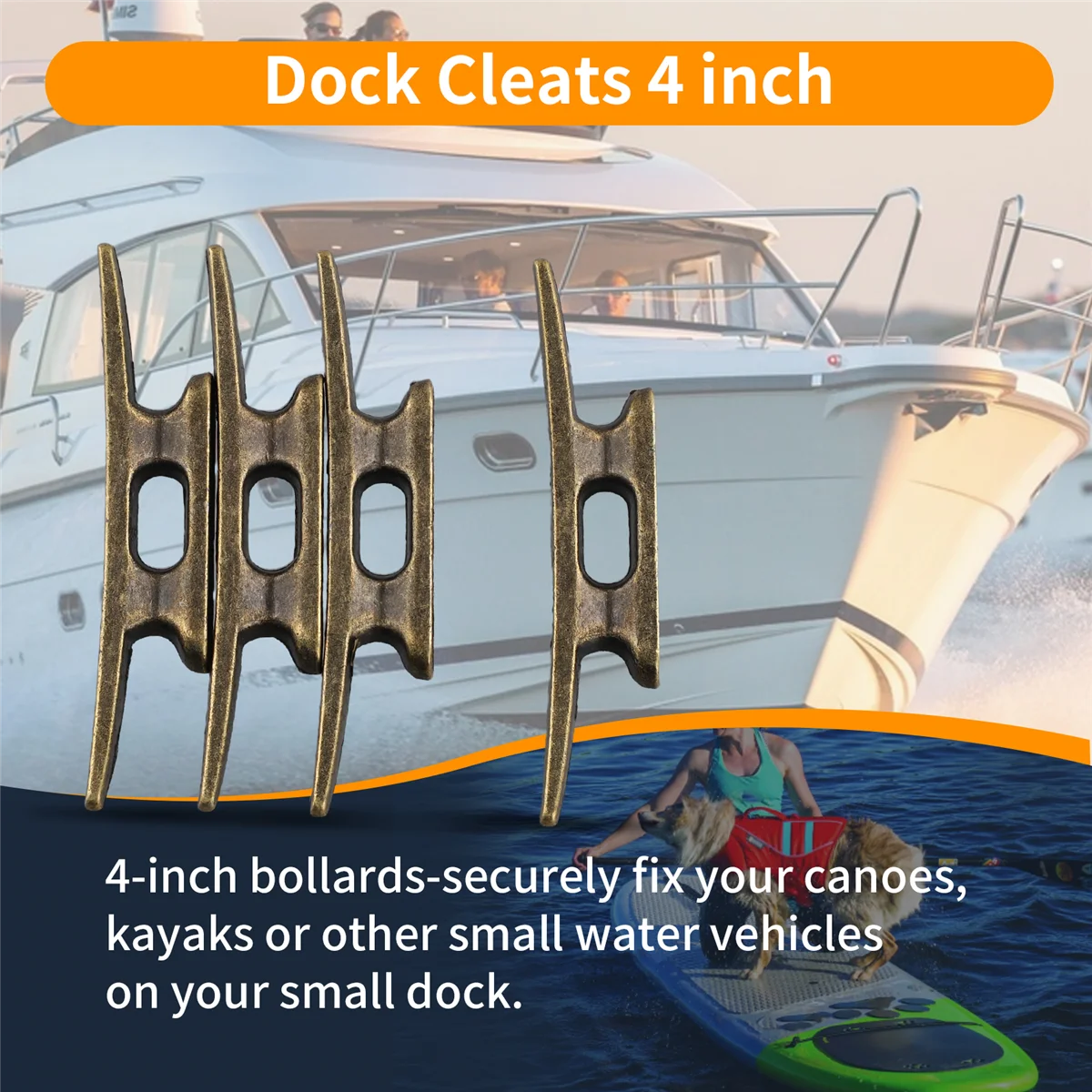 Новая планка для причала для лодки, 4 дюйма, для швартовки лодки, бронзовый хост, чугун, подходит для морского пляжа, морского декора, 4 шт.
