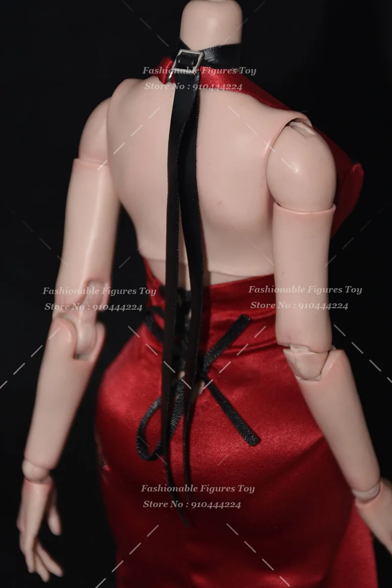 Camisa de satén de soldado Ada Wong para mujer, vestido con abertura larga, collar, cinturón, funda para pistola, accesorios aptos para modelo de figura de acción de 12 ", 1/6
