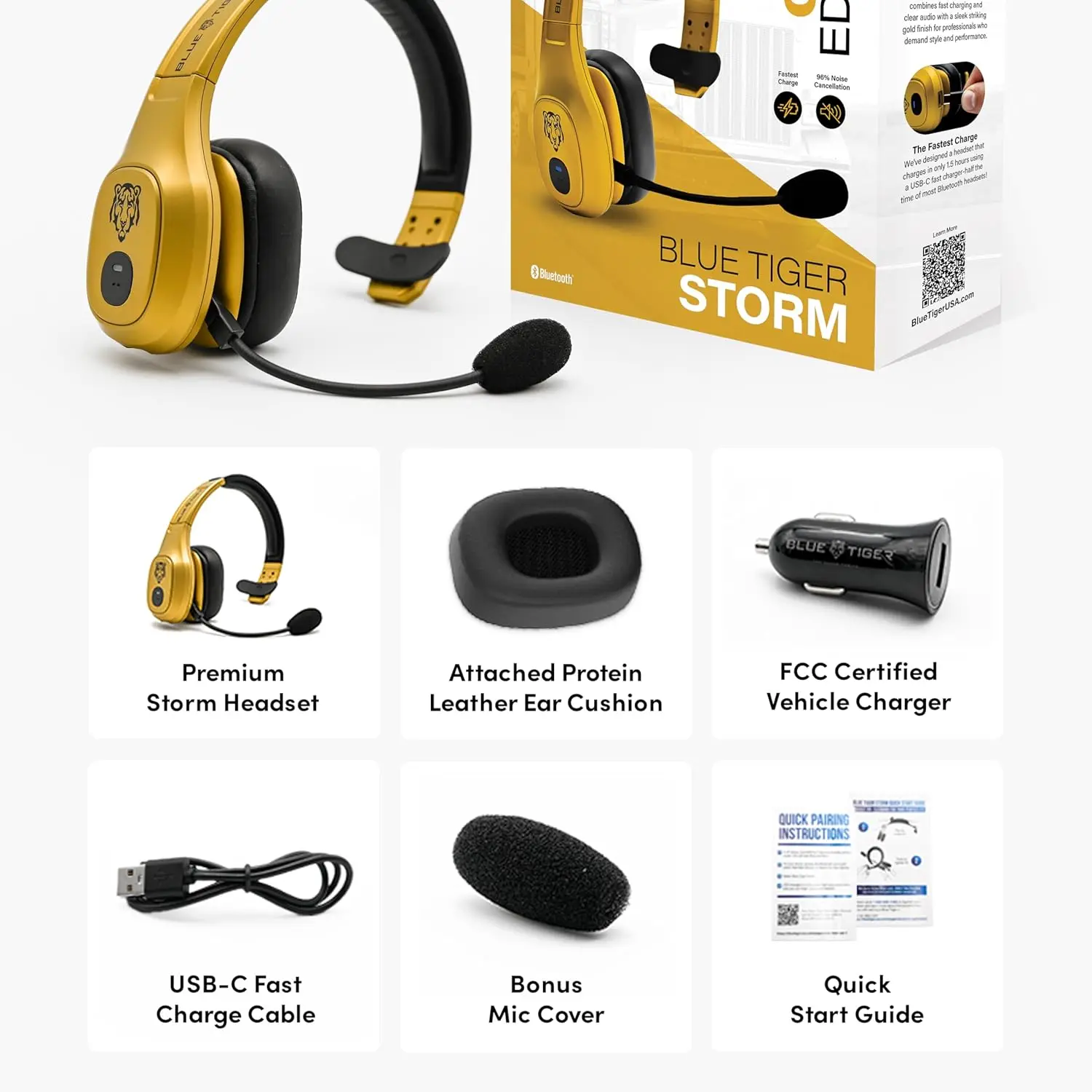 Premium Trucker Bluetooth Headset with Mic, 30H Talk Time, USB-C, Noise Canceling - view 4