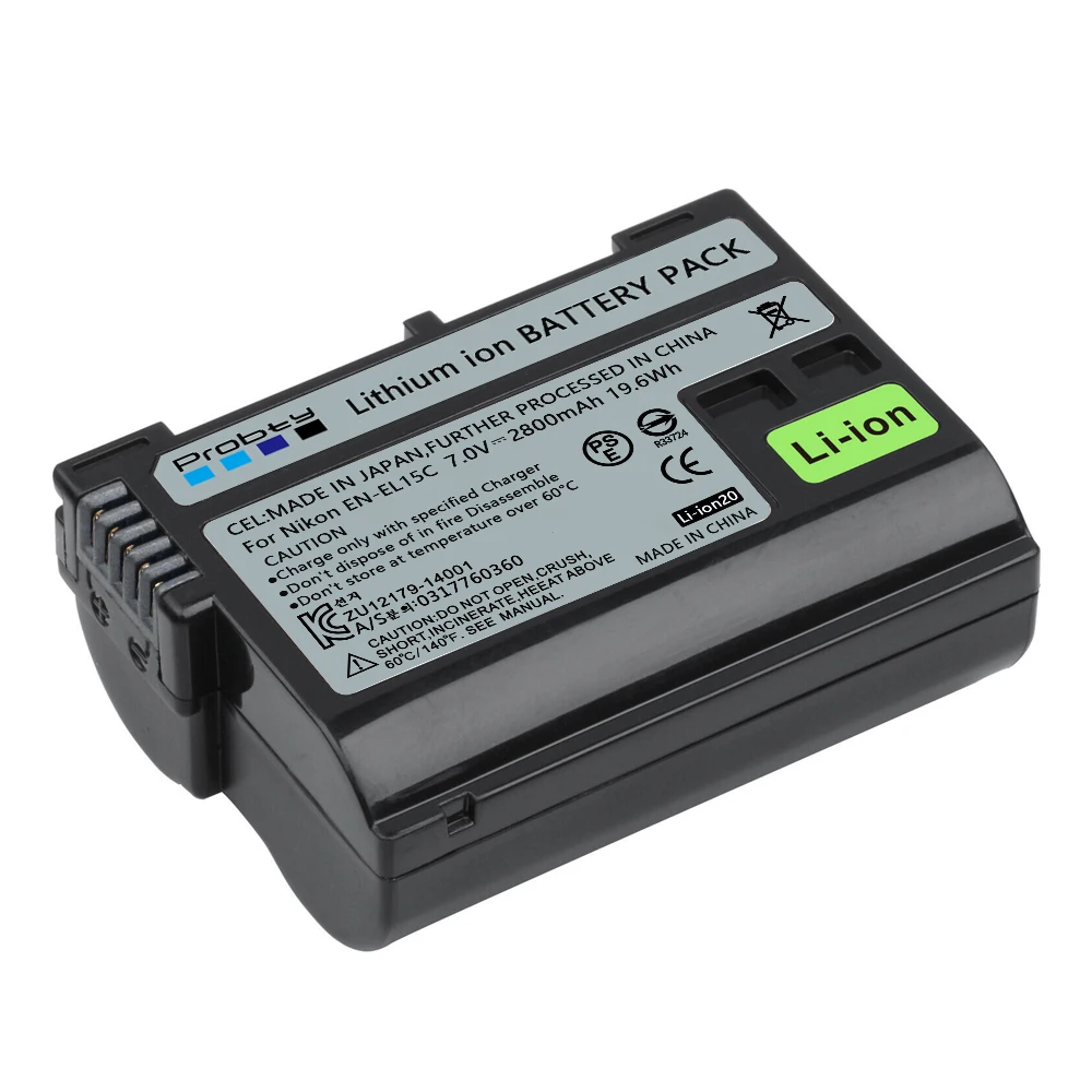 2800mAh EN-EL15C EN-EL15 Battery for Nikon Z5,Z6,Z6 II,Z7,Z7II D600 D610 D600E D800 D810 D800E D850