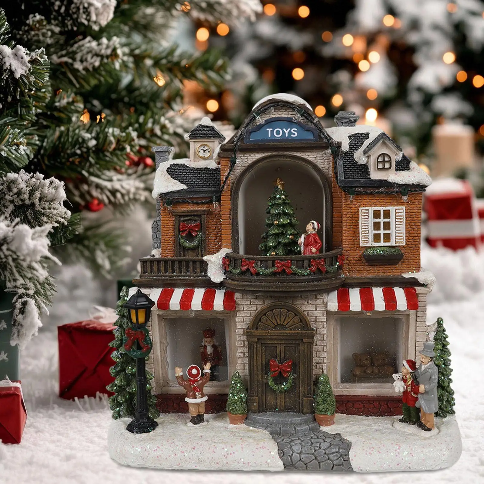

Музыкальная шкатулка из смолы «Рождественская деревня» со светодиодной подсветкой, декоративный элемент для украшения дома